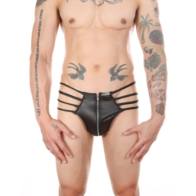 Sexy Men's Underwear Lingerie Thong with Front Zipper -WeLovePlugs