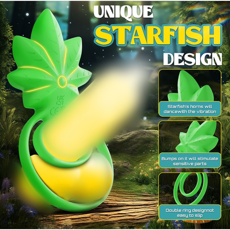 Weed Shape Dual-Ring Vibrator – Leaf-Designed Couples' Cock Ring-WeLovePlugs