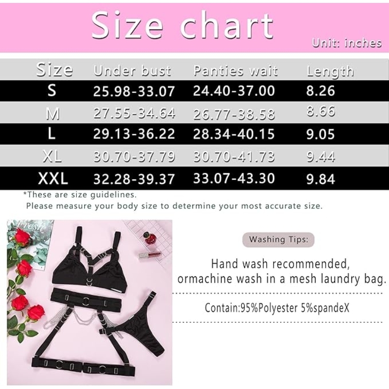 Women Sexy Locomotive Metal Chain Underwear Set