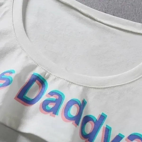 "Yes Daddy" Letter Print Fitness Crop Top - image 1