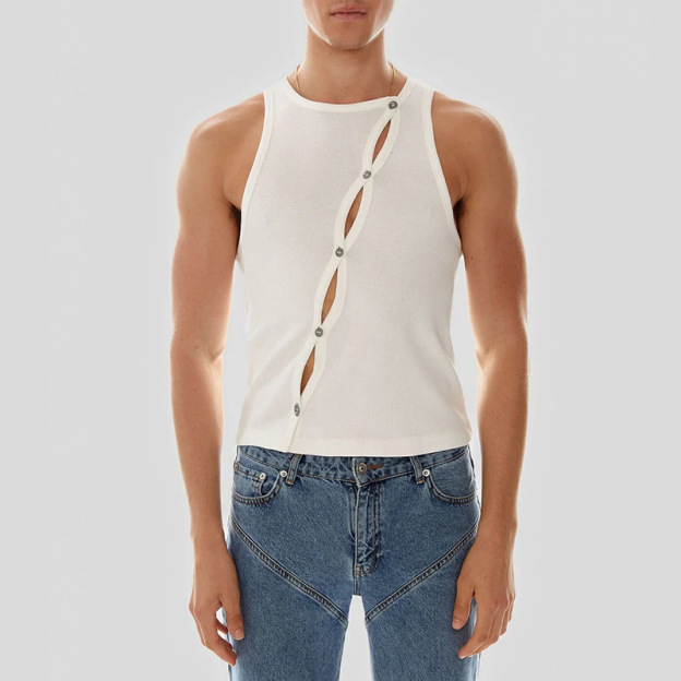 Versatile White Loose-fit Casual Tank Top - White - XXXL - image 2