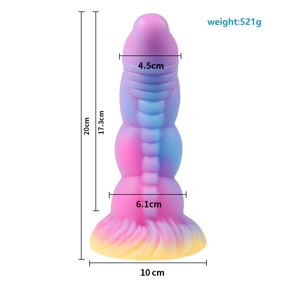 8.18'' Fantasy Monster Dildo with Multi-Texture Design & Glow-in-the-Dark Effect - Multicolor - image 4