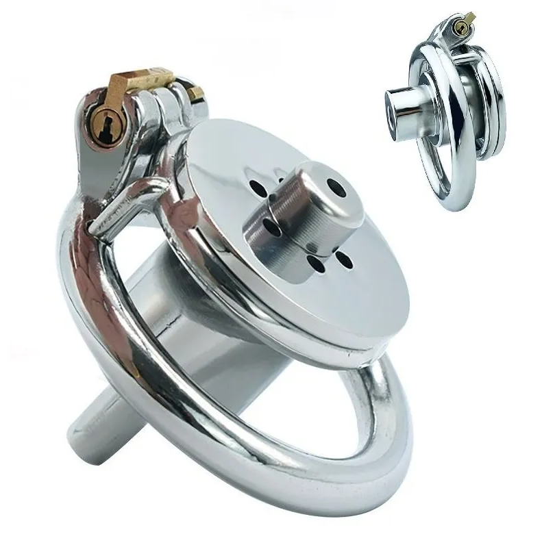 Flat Gatling Steel Inverted Chastity Cage with Urethral -WeLovePlugs