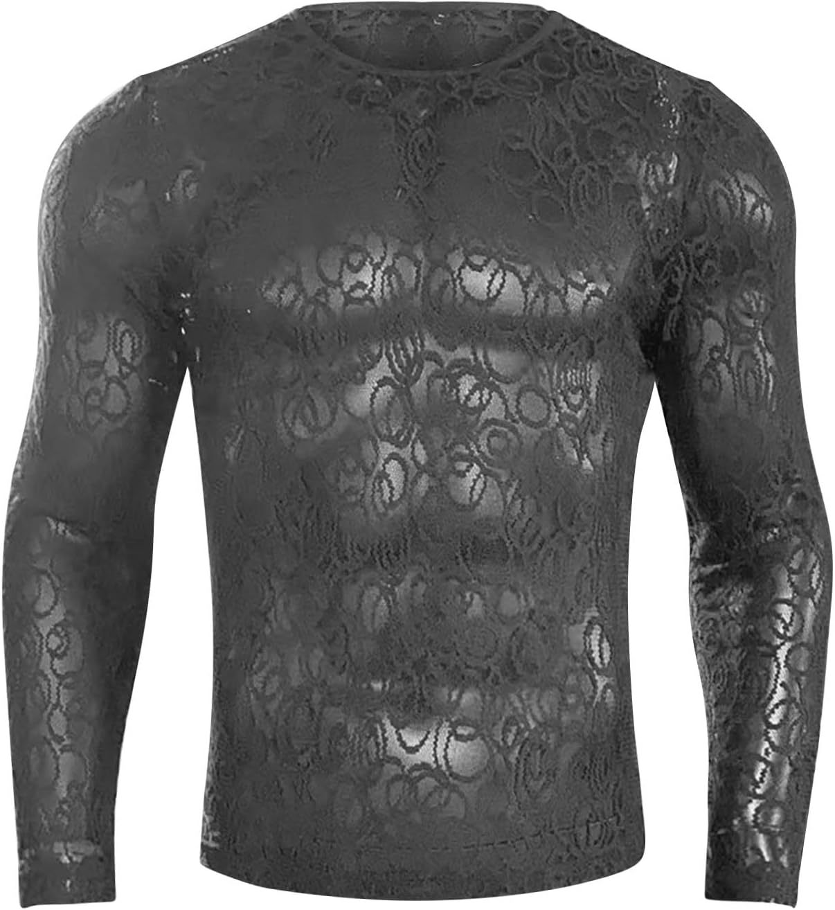 Long-Sleeve Crew Neck Lace T-Shirt - image 2