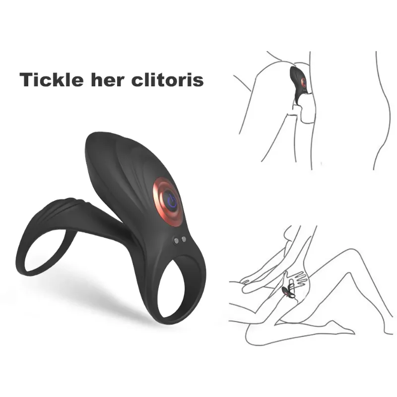 Locked Pulse Dual-Stimulation Cock Ring with Clitoral & G-Spot Vibrators-WeLovePlugs