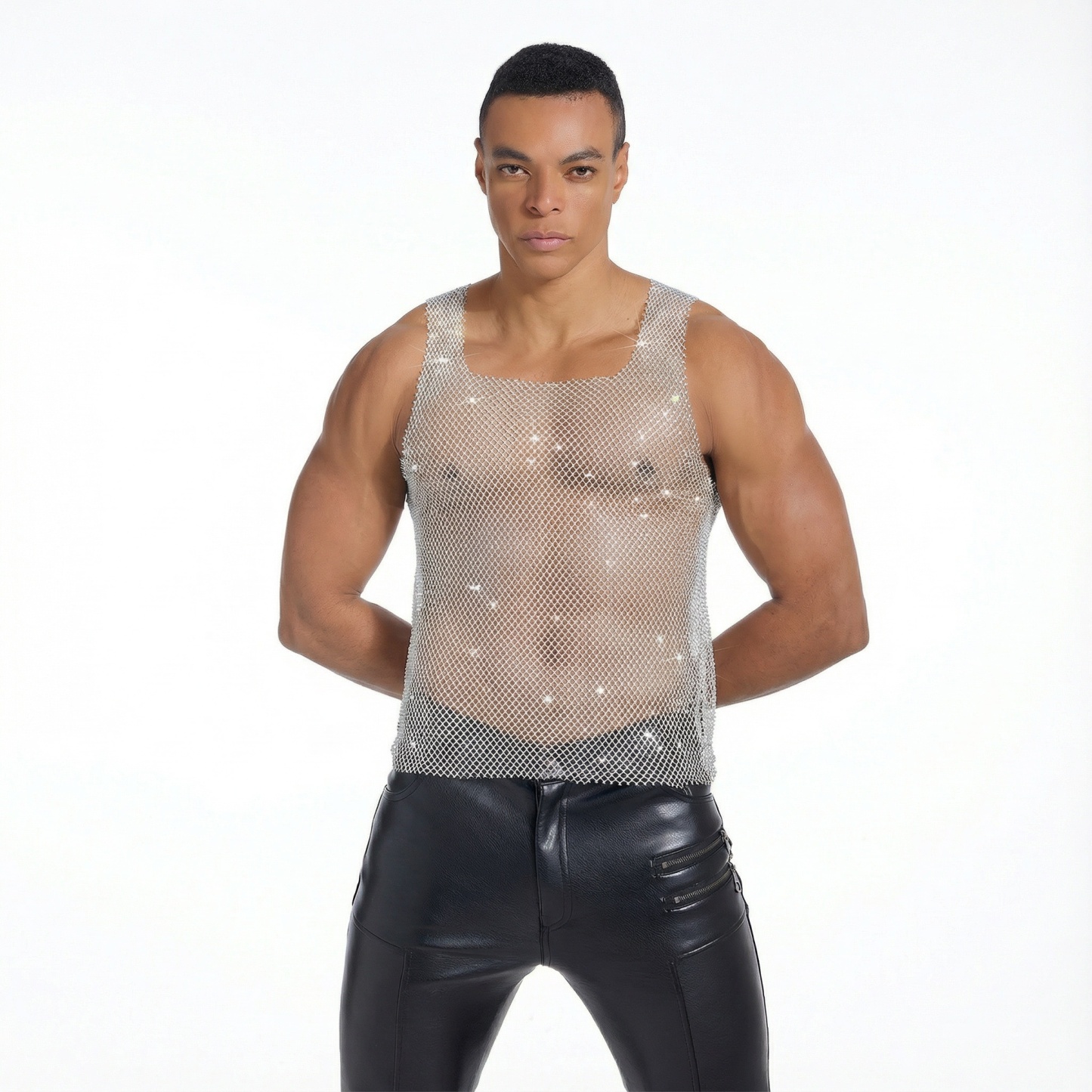 Starluxe Mesh Sparkle Top – Style H - White - 5XL - image 3