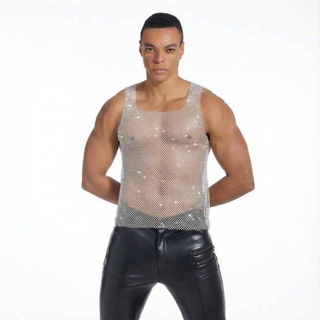 Starluxe Mesh Sparkle Top – Style H - White - 5XL - image 3