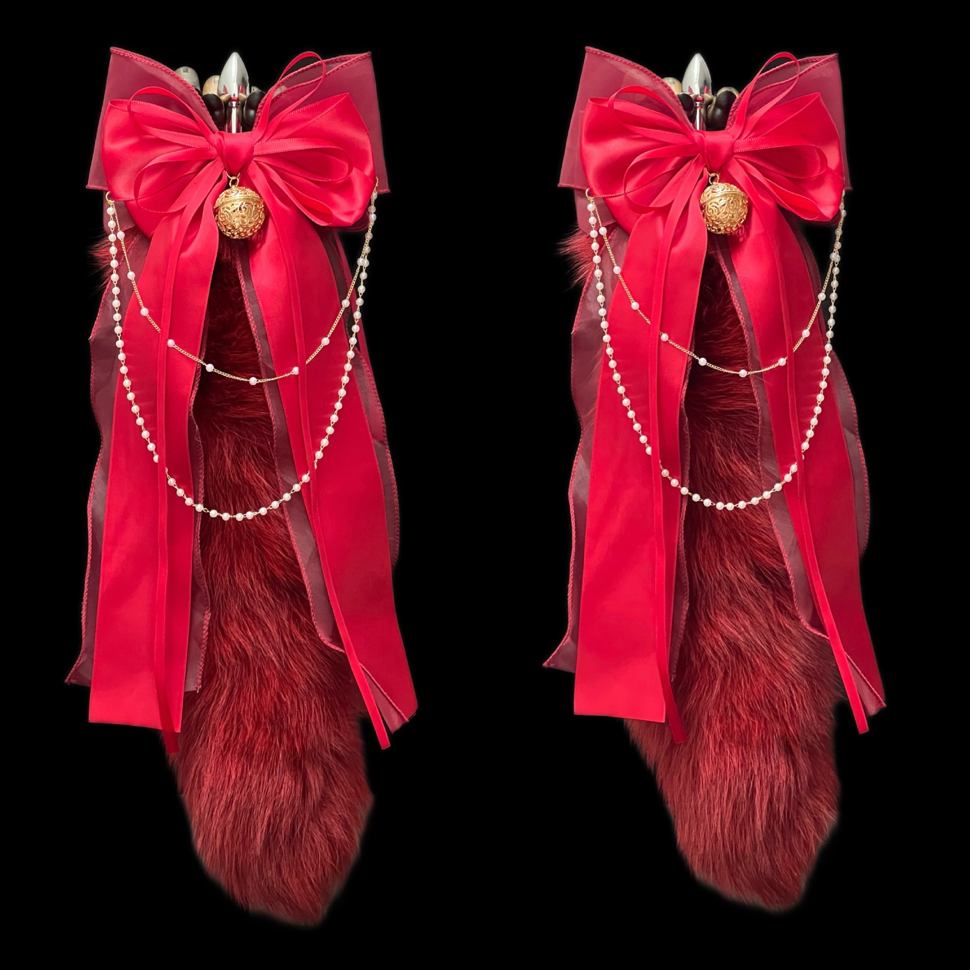 Luxury Fox Tail Plug Set – 15.7" Plush Tail With Pearl Chain & Interchangeable Plug Heads - image 7