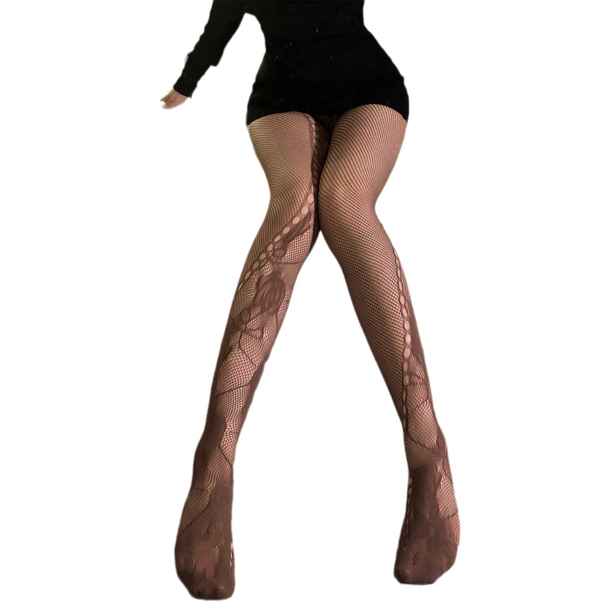 Sweet Rose Fantasy – Lace Trim Fishnet Suspender Stockings-WeLovePlugs