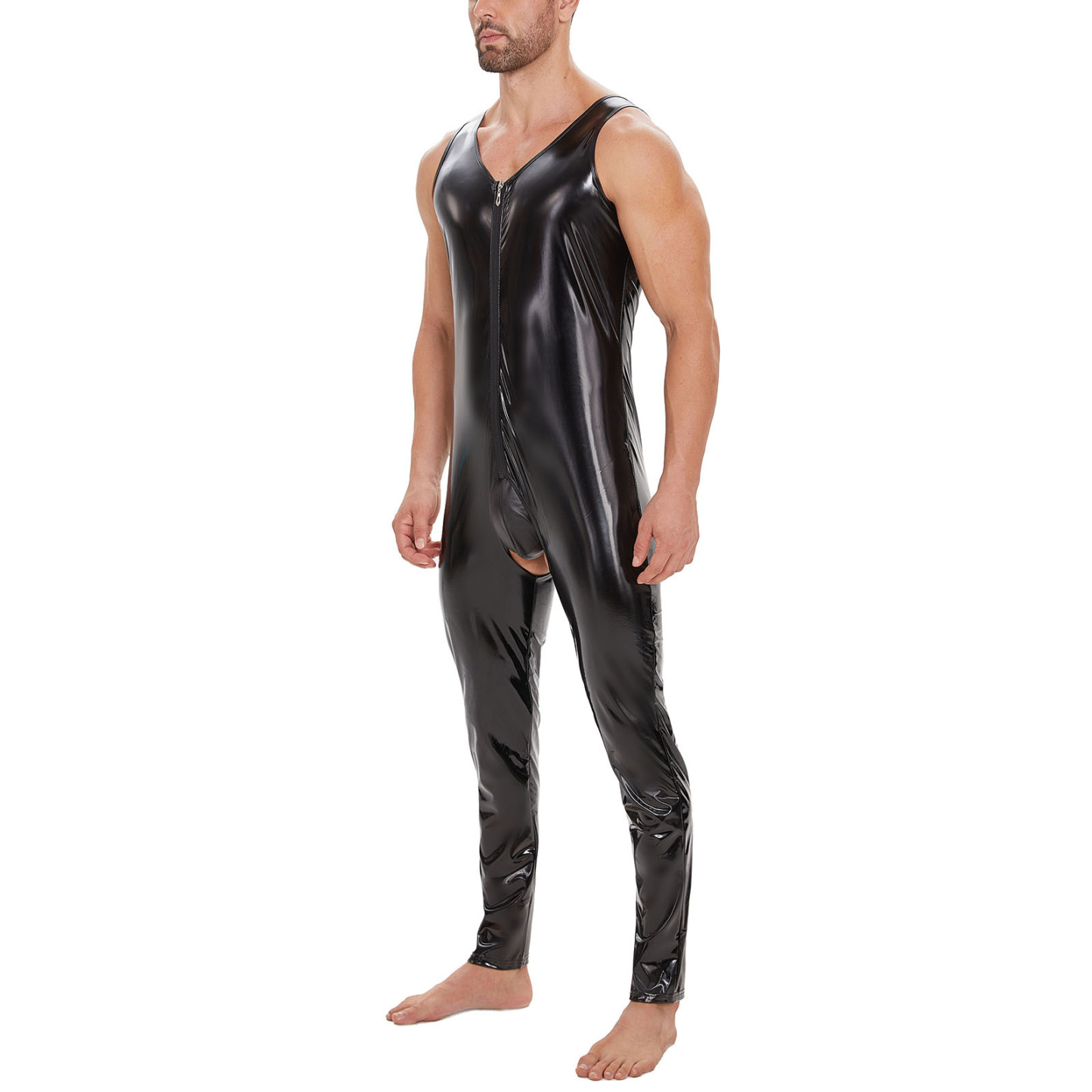 Men Shiny Leather Jumpsuit - image 5