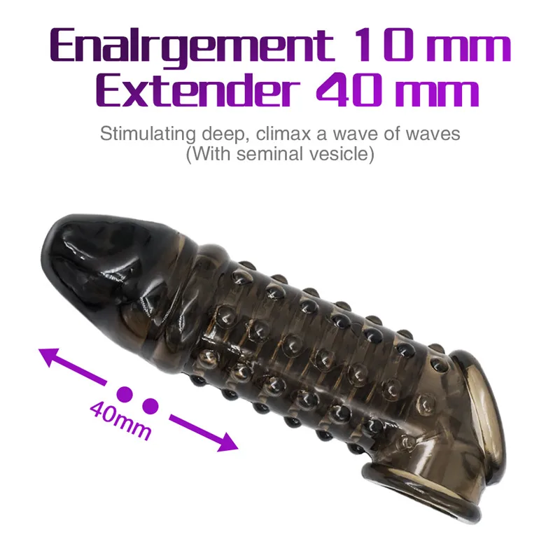 Penis Sleeve Reusable Condom Extender Penises With Particles -WeLovePlugs