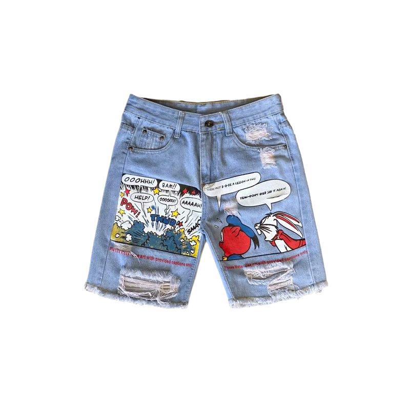 Fashion Mens Jeans Print Jean Shorts - image 1