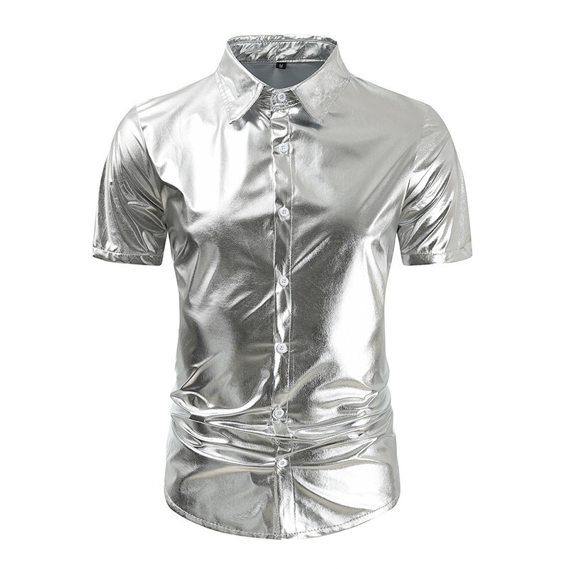 Men's Metallic Shiny Night Club Party - Silver - XXL - image 3