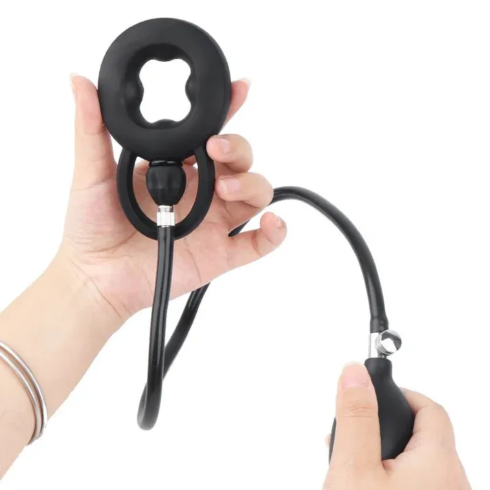 Inflatable Adjustable Silicone Cock Ring With Air Pump - image 1