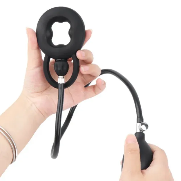 Inflatable Adjustable Silicone Cock Ring With Air Pump - image 1