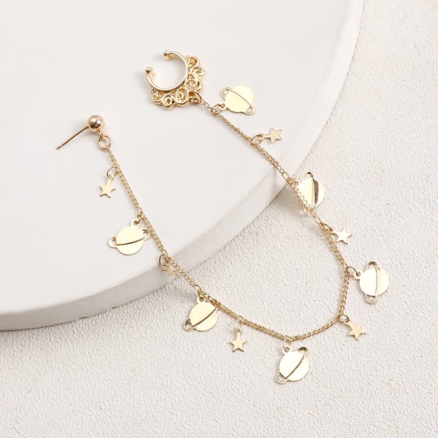 Boho Nose Chain Jewelry – Fake Septum Ring with Ear Hoop & Crystal Nose Ring-WeLovePlugs