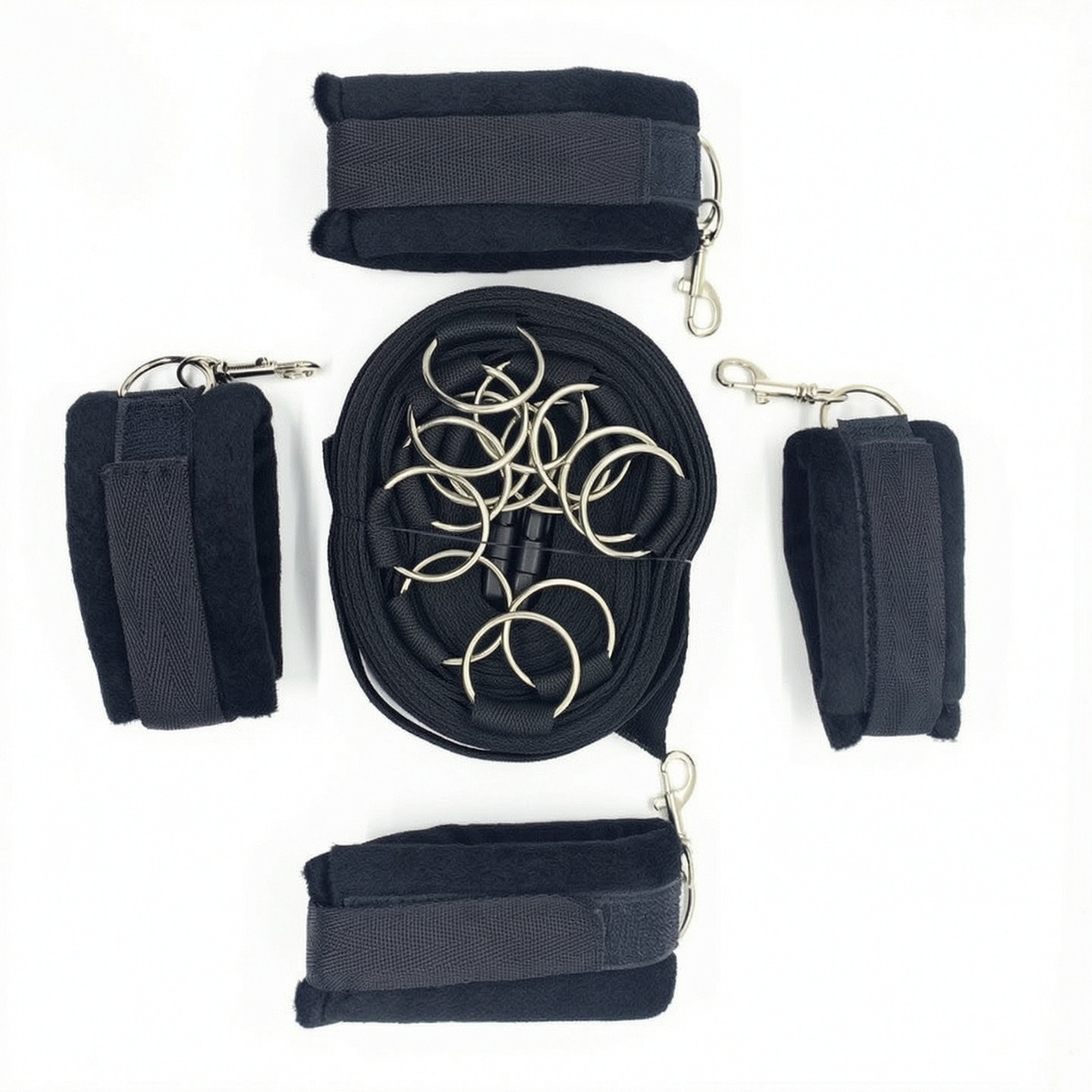 Funy Bondage Handcuffs Ankle Cuffs Restraints Adult Bdsm - Black - image 4