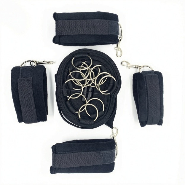 Funy Bondage Handcuffs Ankle Cuffs Restraints Adult Bdsm - Black - image 4