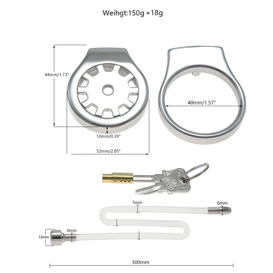Thickened Stainless Steel Chastity Cage with 11.8-Inch Catheter – 4 Ring Sizes-WeLovePlugs