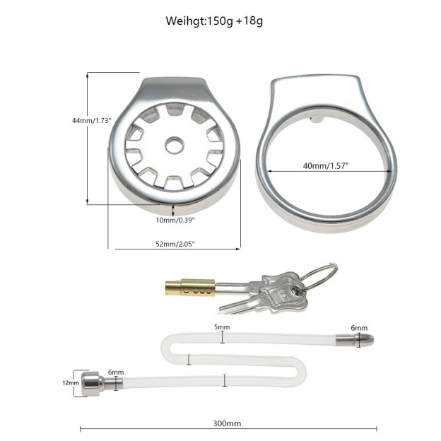 Thickened Stainless Steel Chastity Cage with 11.8-Inch Catheter – 4 Ring Sizes-WeLovePlugs