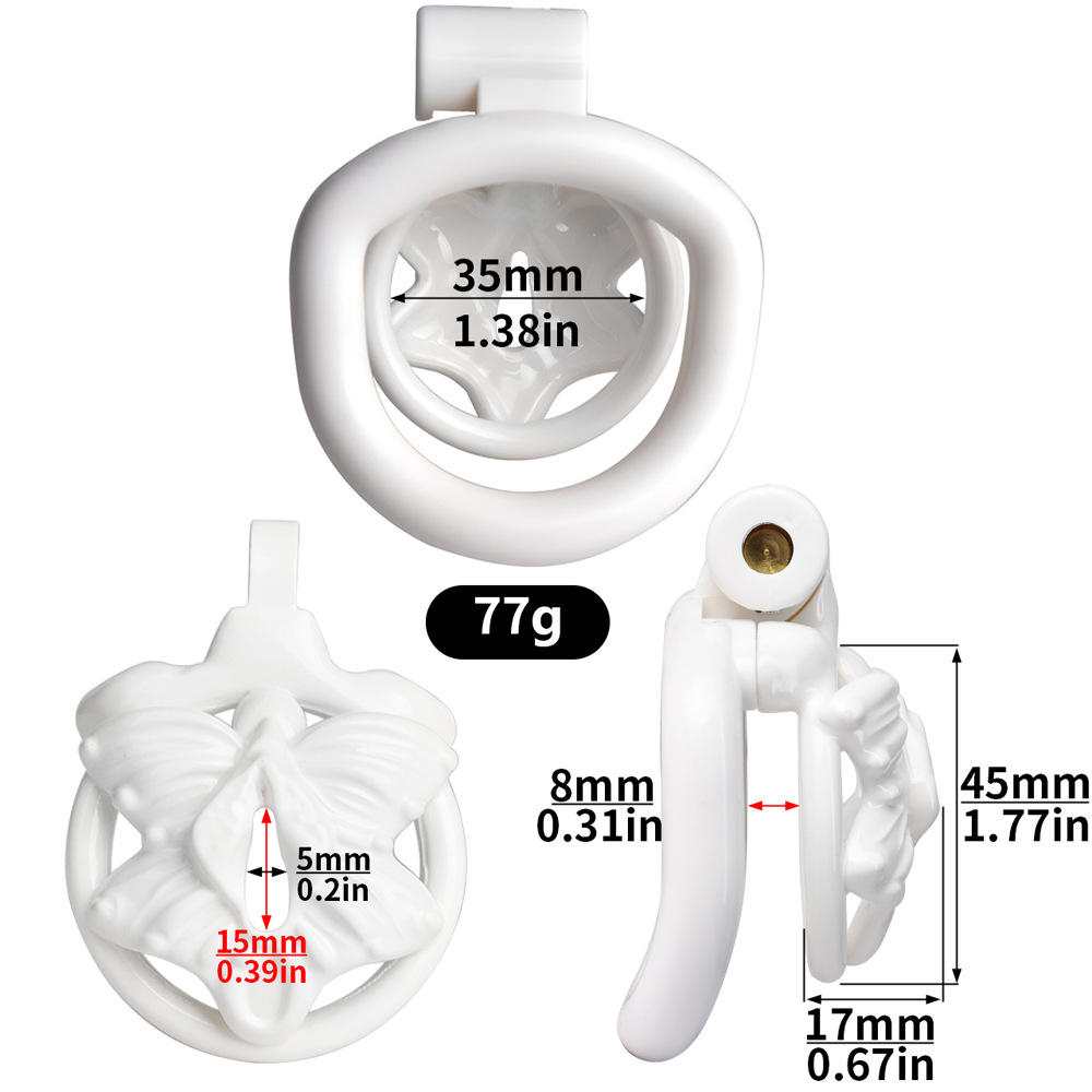 Sissy Chastity Cage with 4 Rings – Lightweight Resin Locking Device with 2 Keys, Invisible Wear for Long-Term Use
