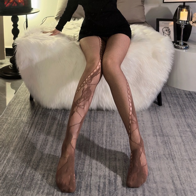 Sweet Rose Fantasy – Lace Trim Fishnet Suspender Stockings-WeLovePlugs