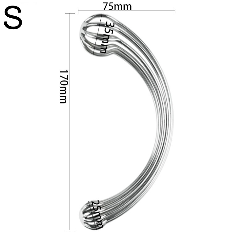 Hallow Curved Stainless Steel Dual-ended Butt Plug Dildo Massage Wand-WeLovePlugs