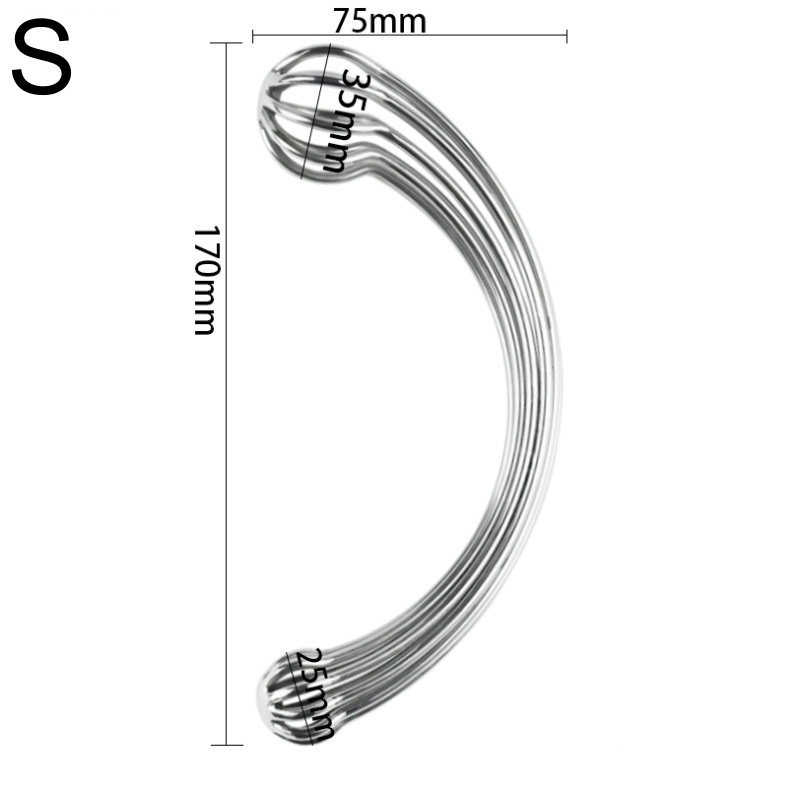 Hallow Curved Stainless Steel Dual-ended Butt Plug Dildo Massage Wand-WeLovePlugs