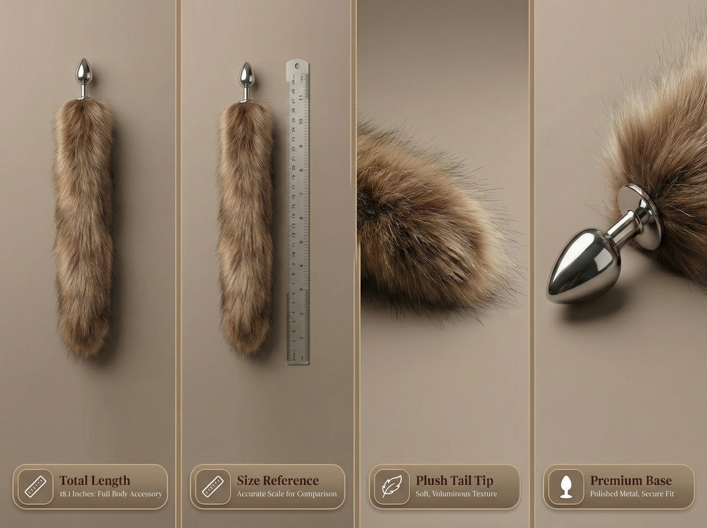 Brown Fox Tail Butt Plug • 18.1 Inch Tail - image 13