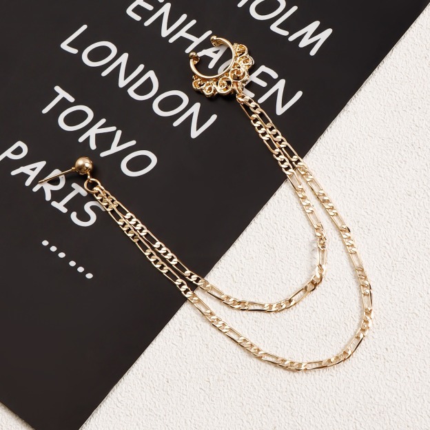 Boho Nose Chain Jewelry – Fake Septum Ring with Ear Hoop & Crystal Nose Ring-WeLovePlugs