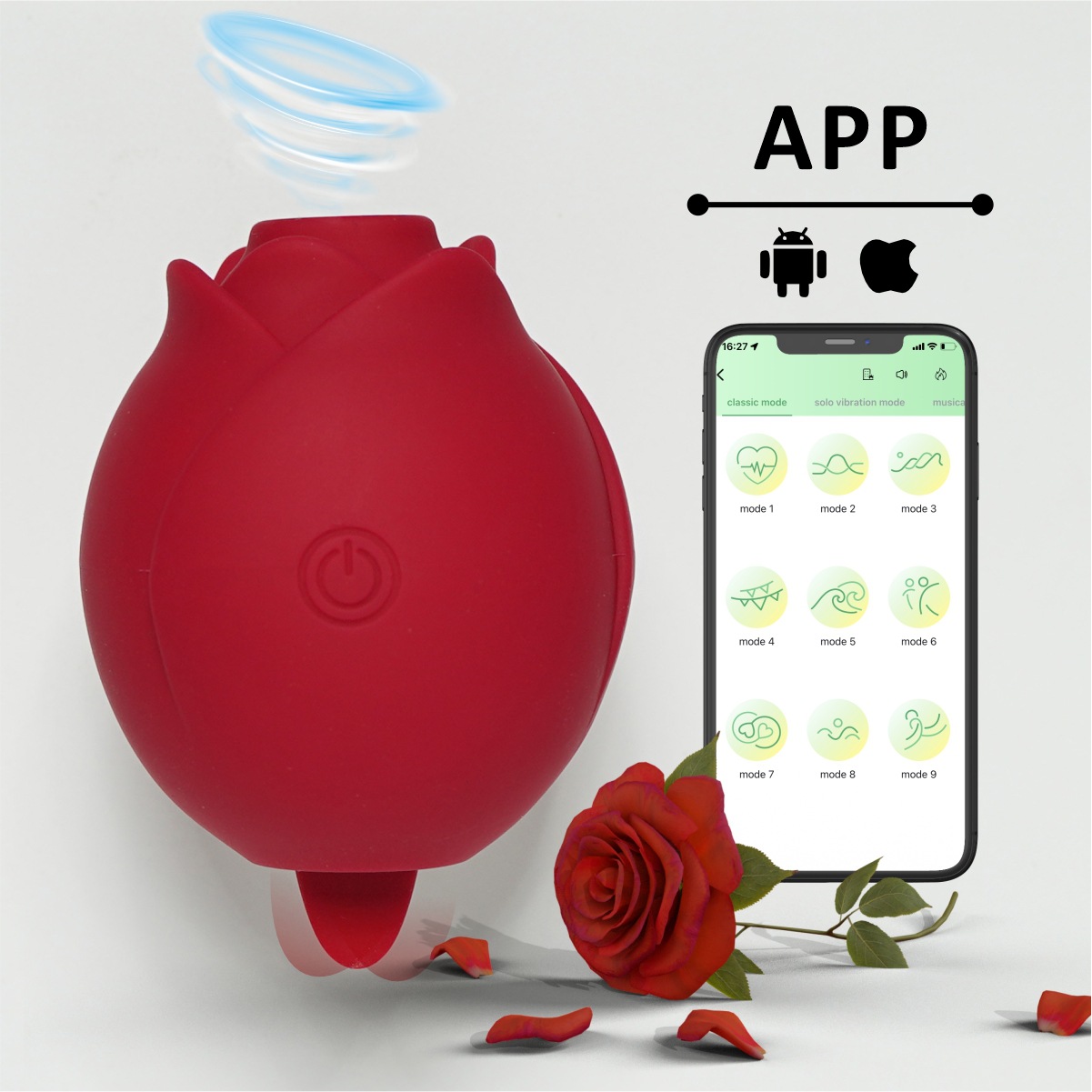 14 Modes Rose Vibrator - APP Control - Red - image 12