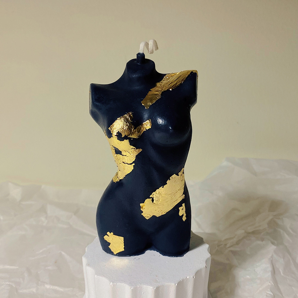 Gold Embellished Man & Woman Candles - D - image 3