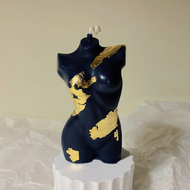 Gold Embellished Man & Woman Candles - D - image 3