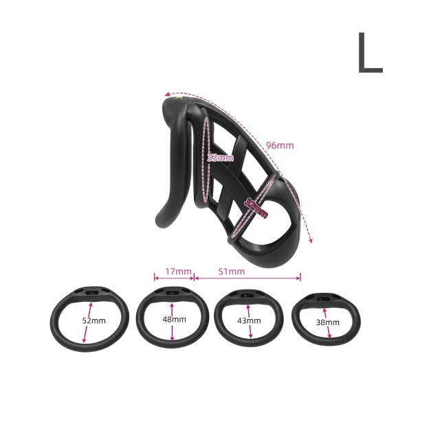 StealthCore Male Chastity Cage - Black L Flat Ring - image 4