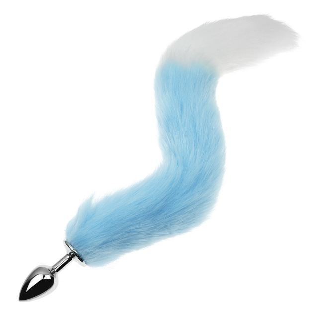15.75'' Fox Tail Butt Plug – 1.97'' Tail Width, 1.10'' Comfort Fit - Sky Blue - image 3