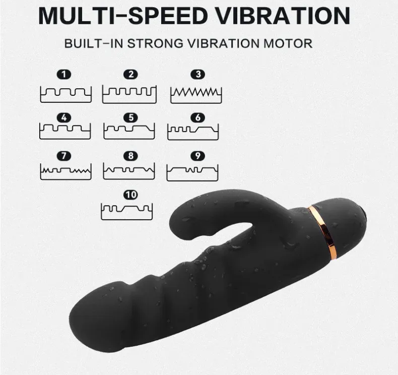 Black Amazing Ribbed Mini Rabbit – Powerful & Discreet Dual Stimulation-WeLovePlugs