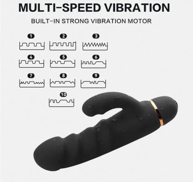 Black Amazing Ribbed Mini Rabbit – Powerful & Discreet Dual Stimulation-WeLovePlugs