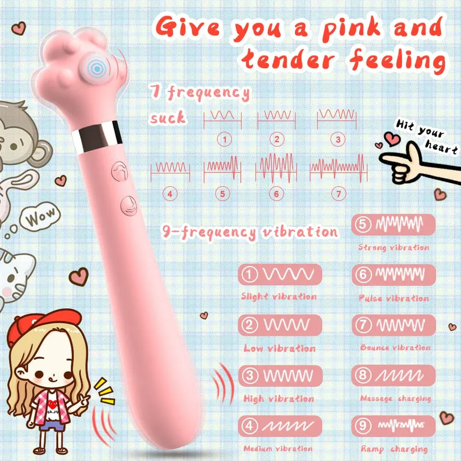 Cute Cat Paw 7 Flapping Clitoral G Spot Vibrator-WeLovePlugs