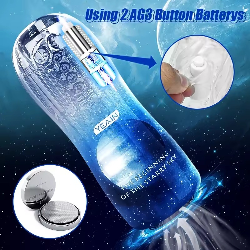 Male Masturbator Cup Soft Silicone Massager for Men Toys-Blue With Vibrations-WeLovePlugs