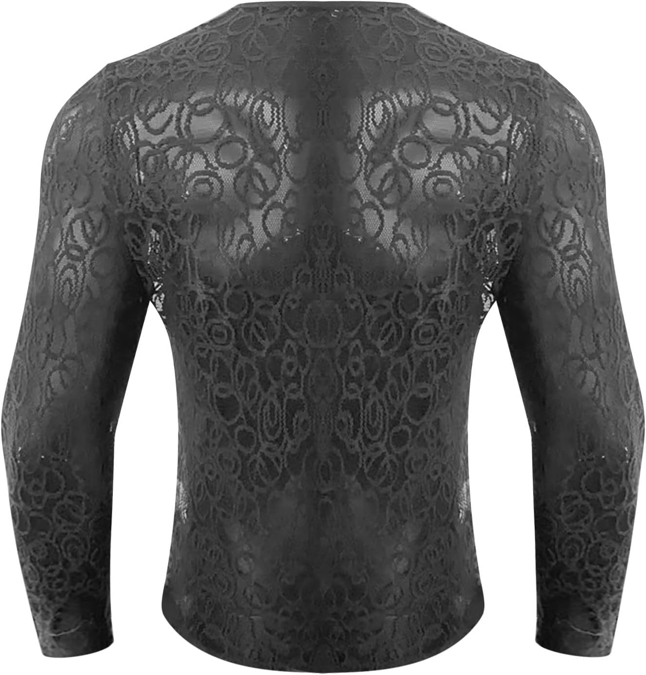 Long-Sleeve Crew Neck Lace T-Shirt - image 1