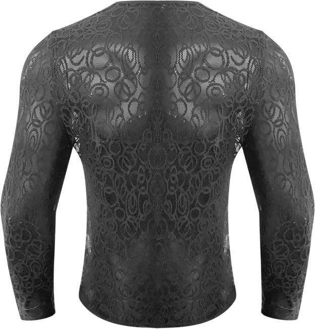 Long-Sleeve Crew Neck Lace T-Shirt - image 1