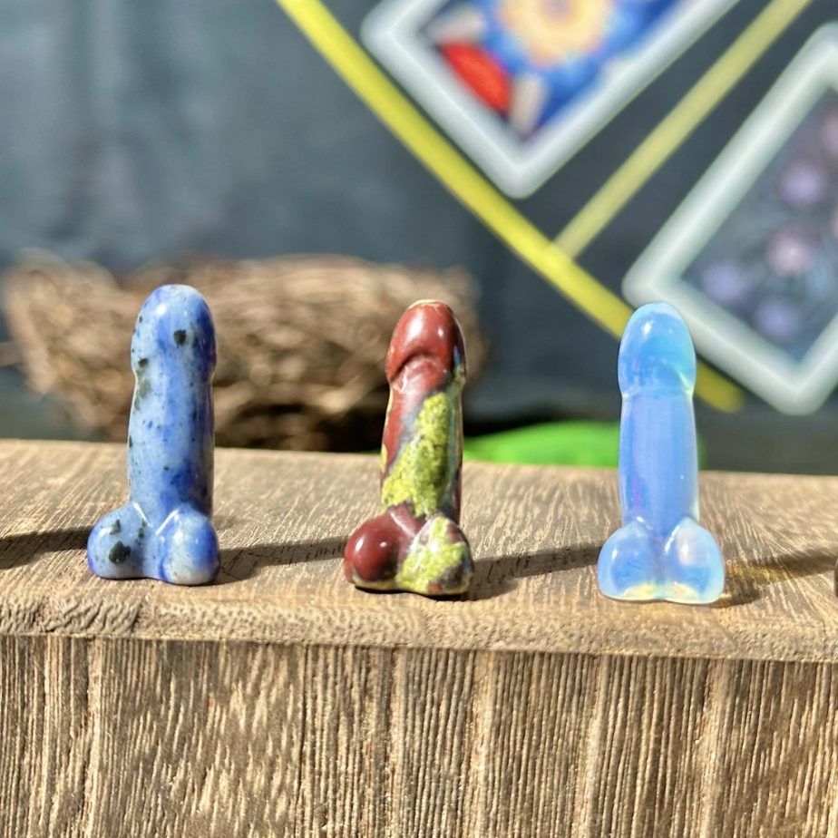 Mini Crystal 1 inch Small Dildo - Rose Quartz/Amethyst Sacred Charm