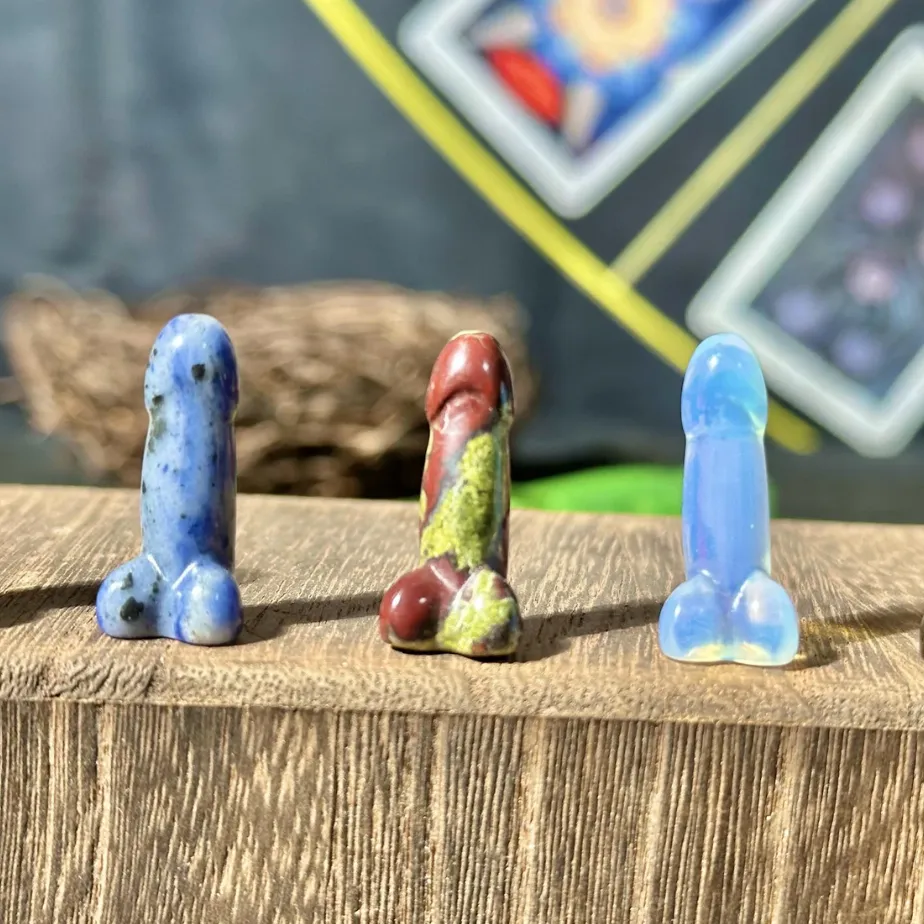 Mini Crystal 1 inch Small Dildo - Rose Quartz/Amethyst Sacred Charm