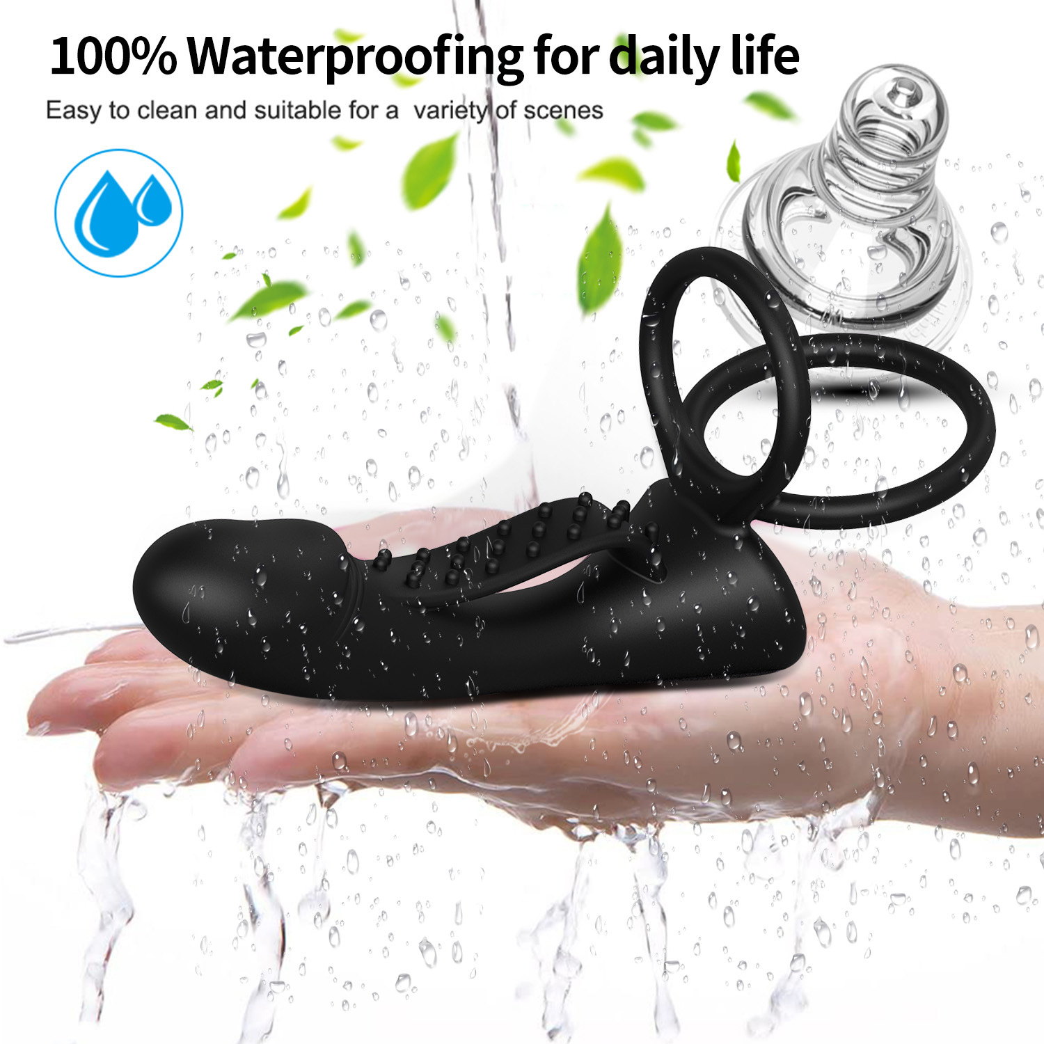 SyncPlay Dual Ring Vibrator App Control Penis Sleeve-WeLovePlugs