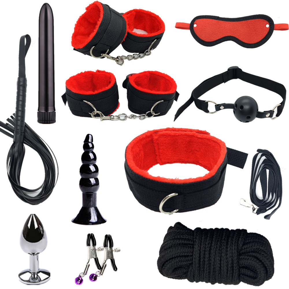 Bdsm Bed Straps Restraints Sex  11 Pcs Set - Red - image 1
