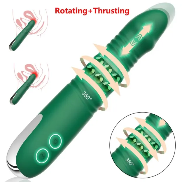 Thrusting Rotating Cucumber Vibrator Dildo G Spot Clit Massager 
