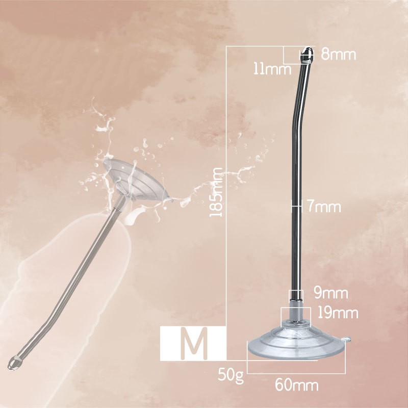 Stainless Steel Urethral Sound with Suction Bottom -WeLovePlugs