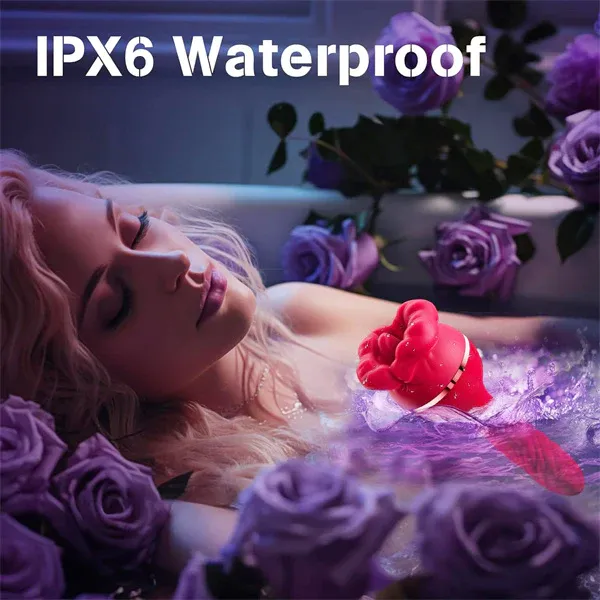 3-in-1 Big Mouth Likcing Vibrating Rose Dildo-WeLovePlugs