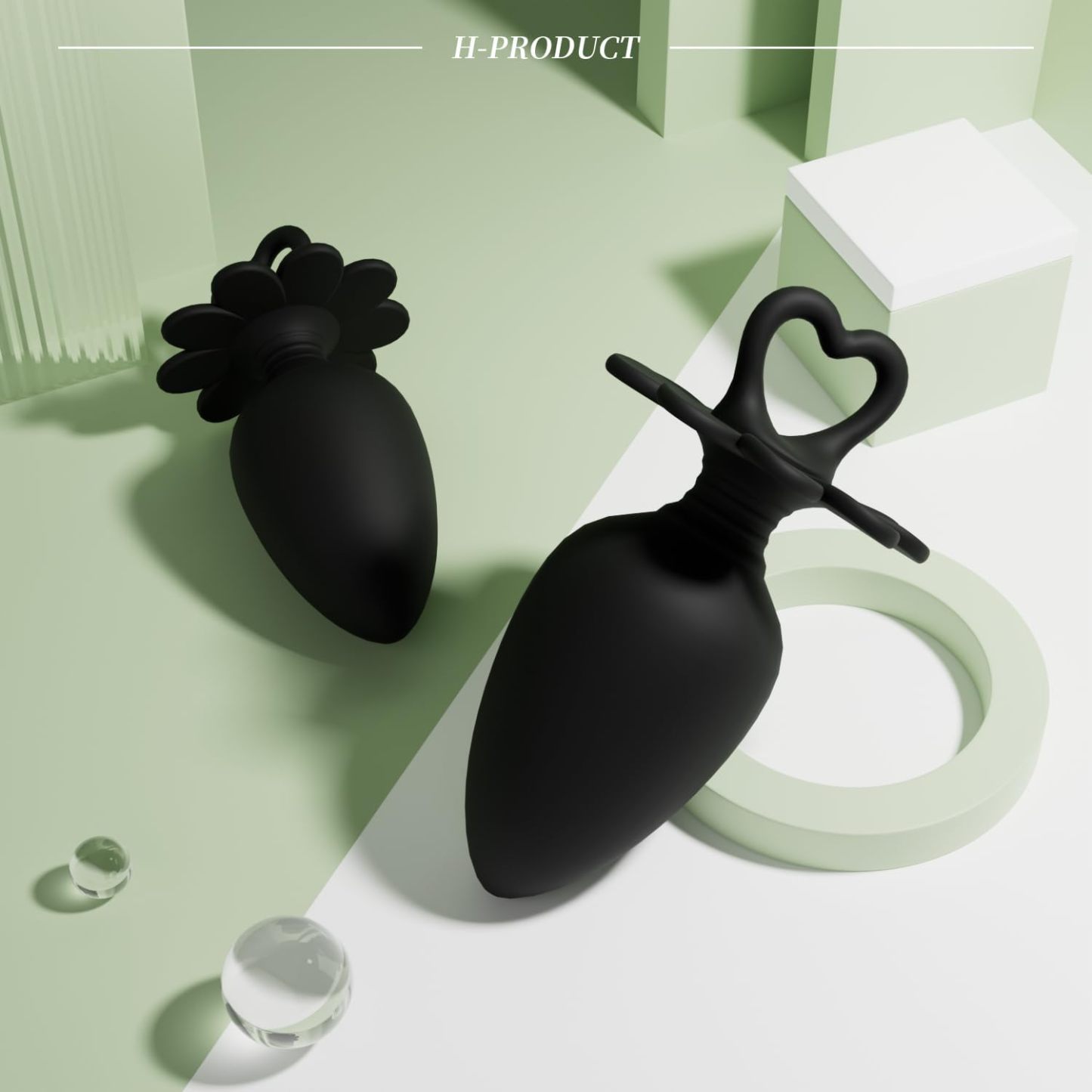 Heart-shaped Loop Silicone Anal Plug Set