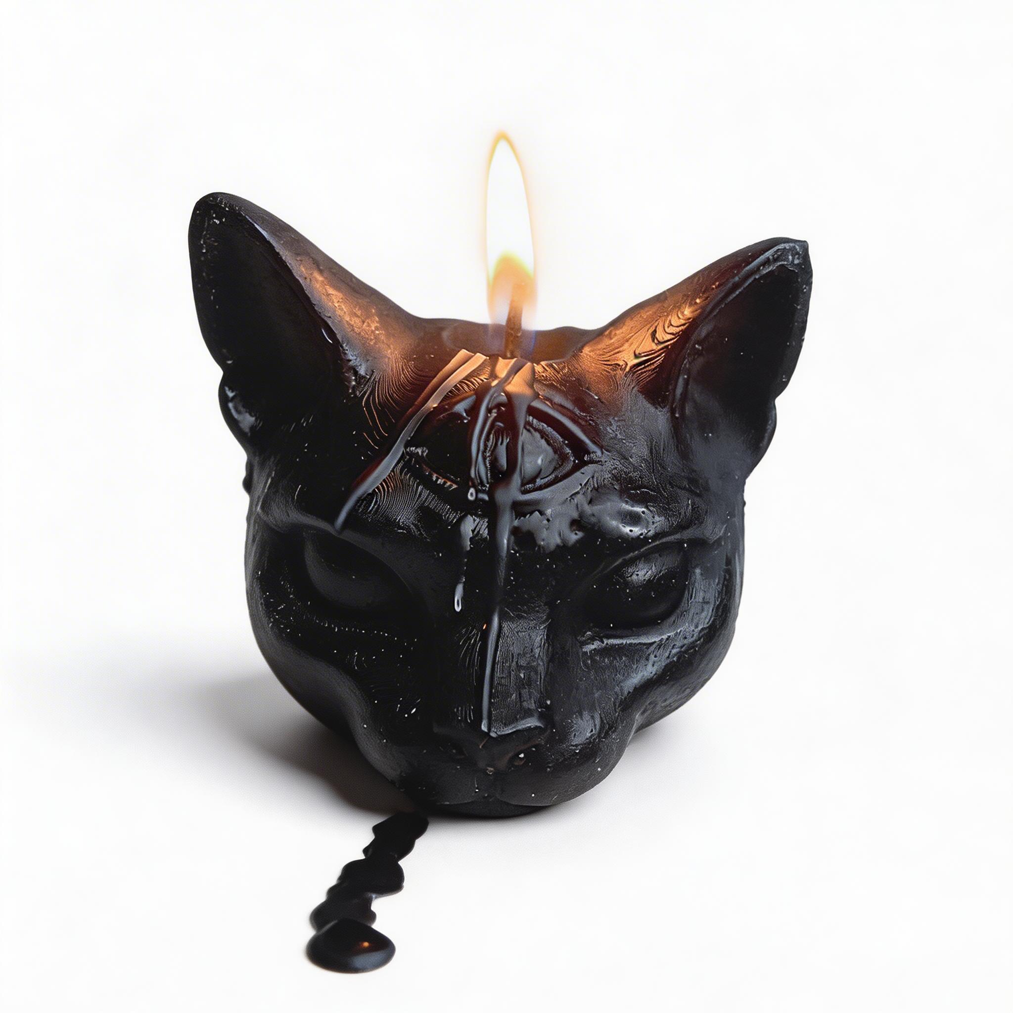 Garden Fragrance Three-eyed Cat Candle - Black - image 1